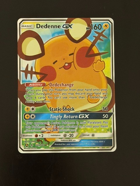 Pokmon TCG Dedenne GX Full Art ULTRA RARE Holo Card 195a/214 Unbroken Bonds