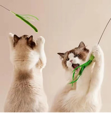 Cat Feather Teaser Wand Toy Flexible Wire Interactive Pet Play Kitten