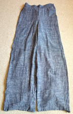 Womens Pants-MAX STUDIO-navy tweedy linen wid...