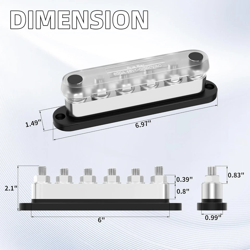 Heavy Duty 600A 12V Bus Bar with Protective Cover for Marine and Automotive Use - Image 4 of 4