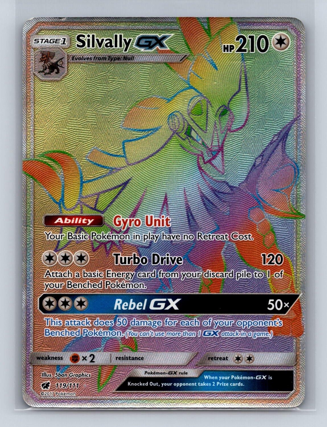 SILVALLY GX 119/111 RAINBOW RARE CRIMSON INVASION POKEMON HOLO MP