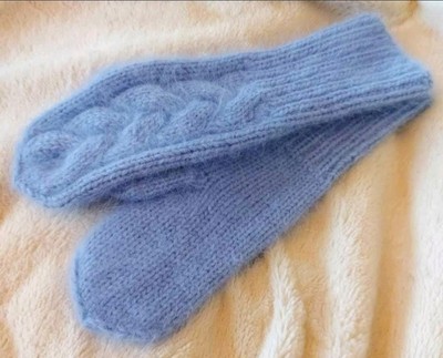Hand knitted Angora Mitten's, Knitted wool Mittens, Angora Fluffy women Mitten's