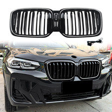 K�hlergrill Doppelsteg Glanz Schwarz Mit LED-Licht F�r BMW X3 G01 X4 G02 ab 2022