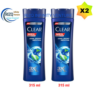 CLEAR Men Cool Sport Menthol Shampoo 315ml x2 Anti-Dandruff Fresh Care Set Pack!