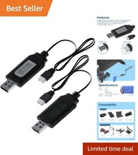 Durable 2-Pack USB Charger for RC Drones - 7.4V LiPo & Li-ion Compatibility
