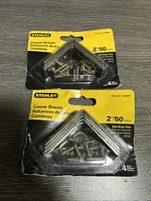 Stanley Hardware -  80-2211 - 2" / 50mm Corner Braces 2 , Satin Brass Tone NOS