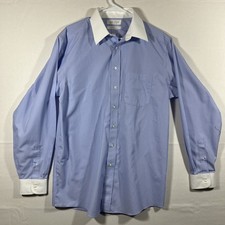 Roundtree Yorke Gold Label Non Iron EZ Wash Shirt Mens 16 / 35 Blue Pinstripe