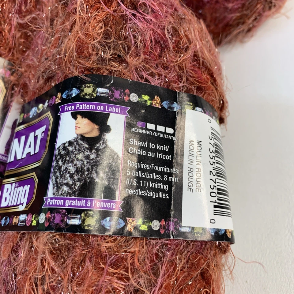 Lote de 5 madejas BERNAT Bling Bling color Moulin Rouge 100 % nailon 90 yardas Ea Foto 4 de 4