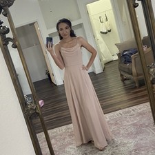 Davids Bridal Bridesmaid Party Prom Dress Sand Pink Cowl Neck Small Sz2 Ethereal