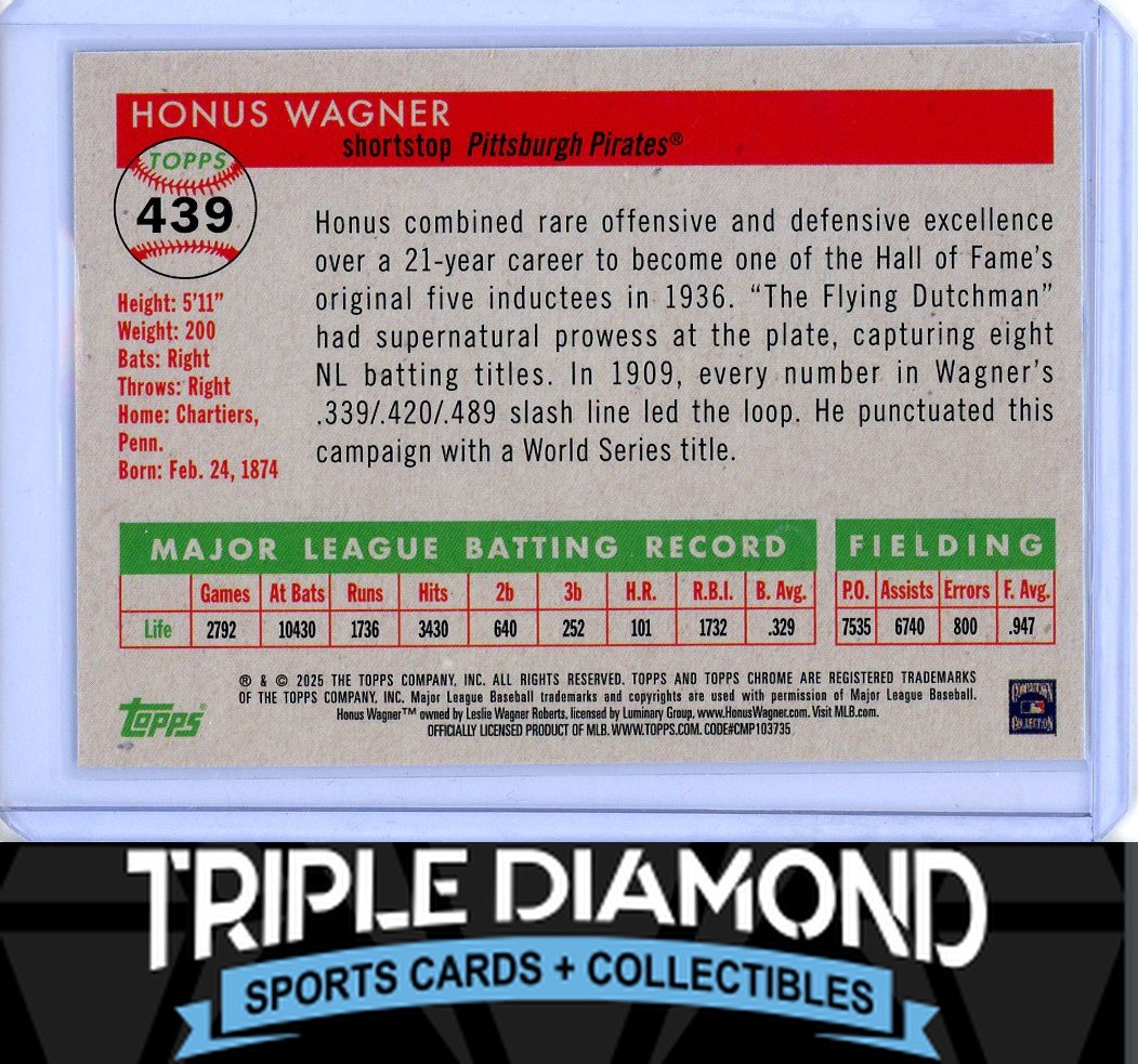 2025 Topps Chrome Platinum Anniversary Honus Wagner Prism Refractor Pirates S386 view 2