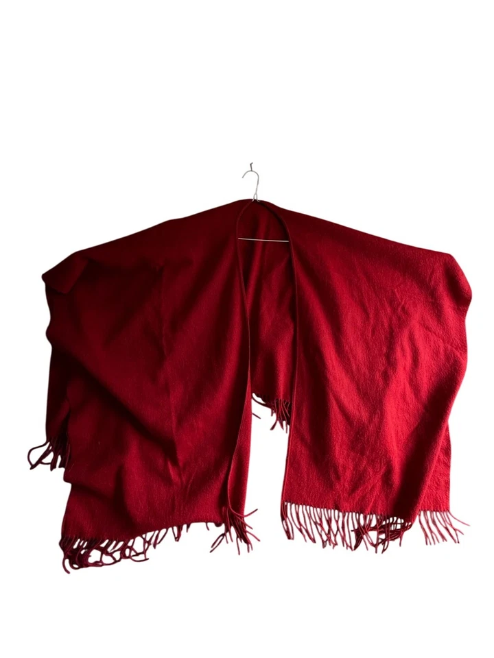 Portolano 100 % lana envoltura pashmina flecos manta abrigo chal para mujer rojo Foto 3 de 4