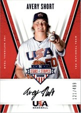 2019 USA Baseball Stars and Stripes 18U Black Ink #36 Avery Short Auto /499 BB