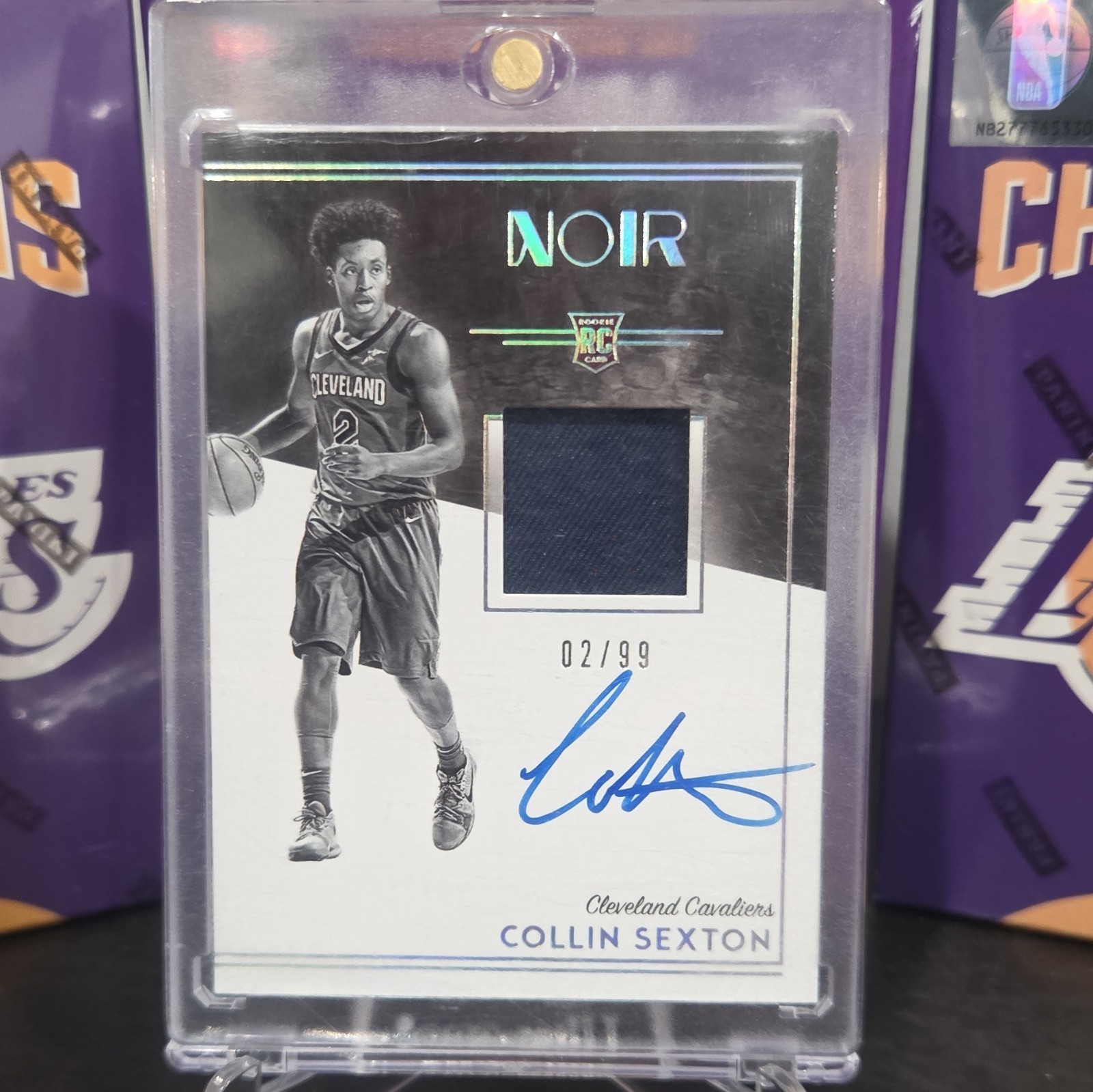 Panini 18-19 Noir Collin Sexton Cavaliers Rookie Patch Auto #308 02/99 Jersey #