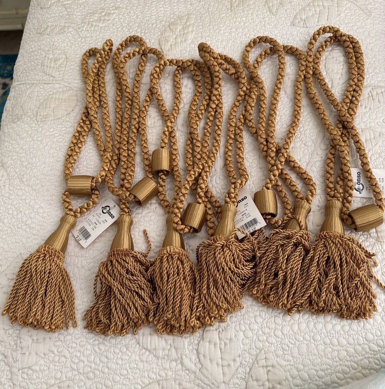 NEW CONSO 6 GOLD  24" Tiebacks With 5 1/2 in Tassel For Curtains Or Chairs.