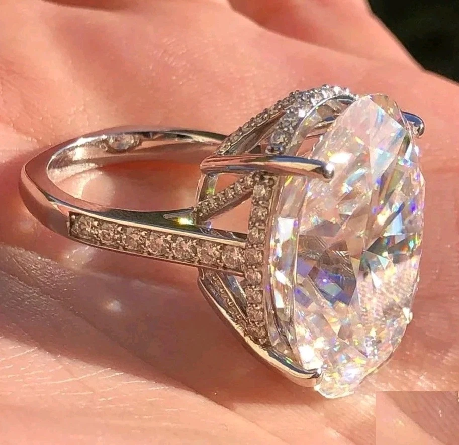 RARE 32 Ct Certified Treated Off White Diamond Engagement Ring In 925 Silver - Image 3 of 4