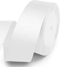 1-1/2 Inches X 25 Yards Solid White Satin Ribbon, Perfect for Crafts, Wedding De