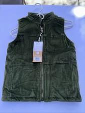 Goumi Kids Winter Soft Green Corduroy Vest Size 10-12 Y Reversible 2 In 1 Vest