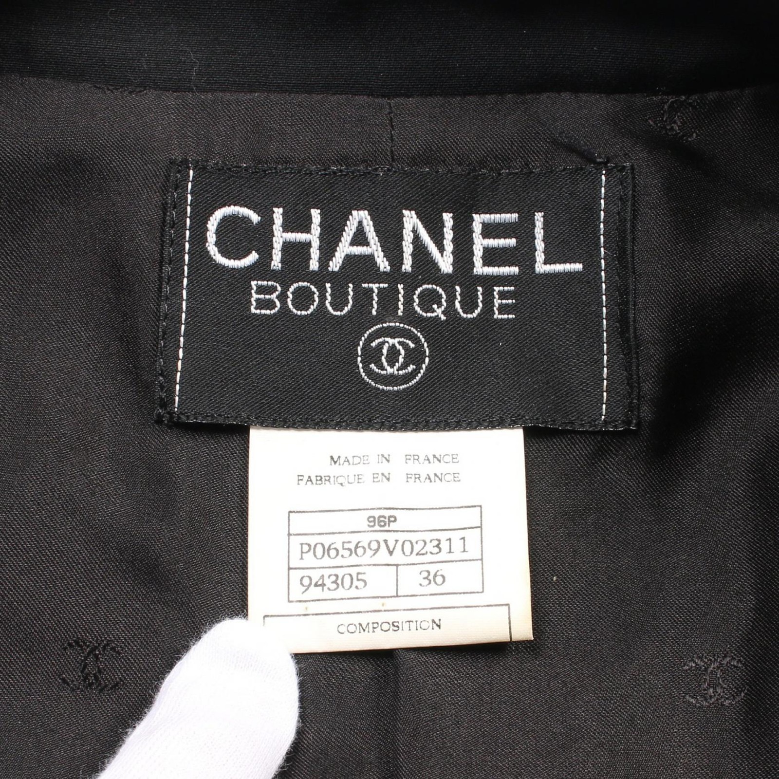 CHANEL Coco Mark Button Outer Wool Black/Gray - image 3