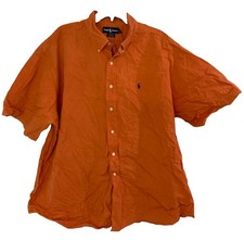 Men's VTG Ralph Lauren Blake Shirt Short Sleeve Bright Orange Size 2XL