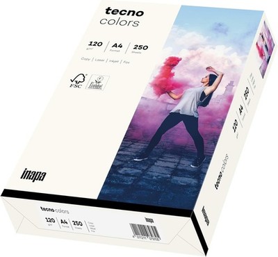 inapa farbiges Druckerpapier Papier tecno Colors 120g/m² A4 250 Blatt naturweiß