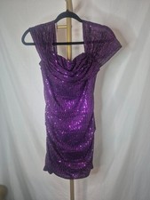 Women's Unbranded Purple Sequin Mini Dress Size 8