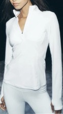 Alo Yoga Alosoft 1/2 Zip Rapid Pullover White XS NWT Long Sleeve Top