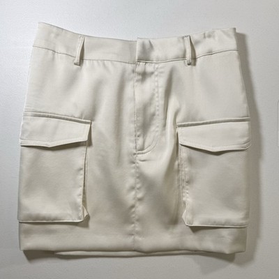 Grey Lab Nordstrom Cream Cargo Mini Skirt Size Small Satin Utility Ivory Y2K