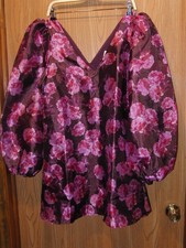 BHLDN Ellie Long Sleeve Polyester Floral Print Mini Dress Large