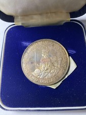 1973 COOK ISLANDS ELIZABETH II Coronation Proof Silver 2 Dollars Coin   patina.