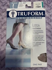 TRUFORM LEG HEALTH LITES SHEER 15-20MMHG COMPRESSION PANTYHOSE NUDE SZ MED - NEW