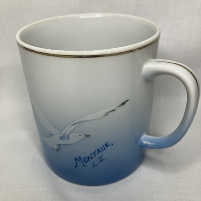VTG Montauk, L.I. Blue & White Seagull Mug By Nanco Japan Long Island