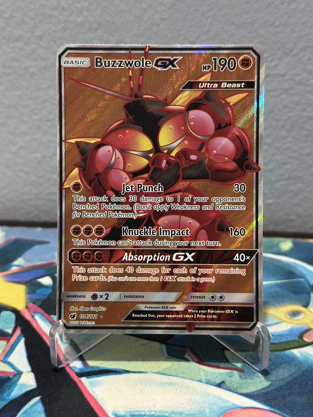 Buzzwole GX 104/111 Crimson Invasion NM Full Art Ultra Rare Pokemon Card
