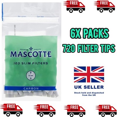 6x Mascotte Carbon Slim Filter Tips Smooth 6mm Aktivkohle Kostenlose Lieferung