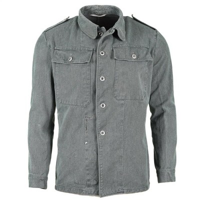 Original Schweizer Armee Arbeitsjacke Jeans Militärjacke Vintage Grau