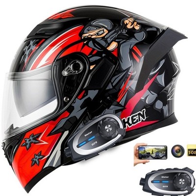 Dot Motorcycle Helmet With Bluetooth Camera Intercom System Motor Helmets