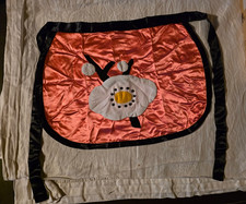 VTG hostess half apron satin with Asian applique