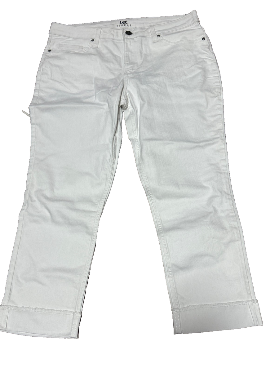 Lee Riders Indigo Jeans Women Size 14M White Straight Stretch