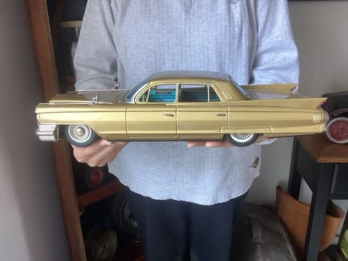 Vintage Bandai Tin Litho Cadillac Friction Drive 17” 1961