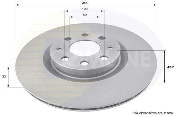 Brake Disc Front Fits Fiat Grande Punto Punto Vauxhall Opel COMLINE ADC1819V