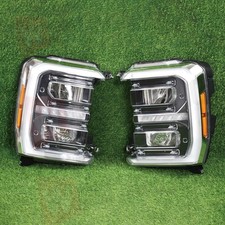For 2023-2025 Ford F-250 Superduty Black Trim LED Reflector Headlights Headlamps