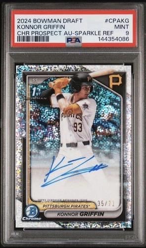 2024 Bowman Draft Chrome Auto Konnor Griffin Sparkle /71 PSA 9 RC Pirates