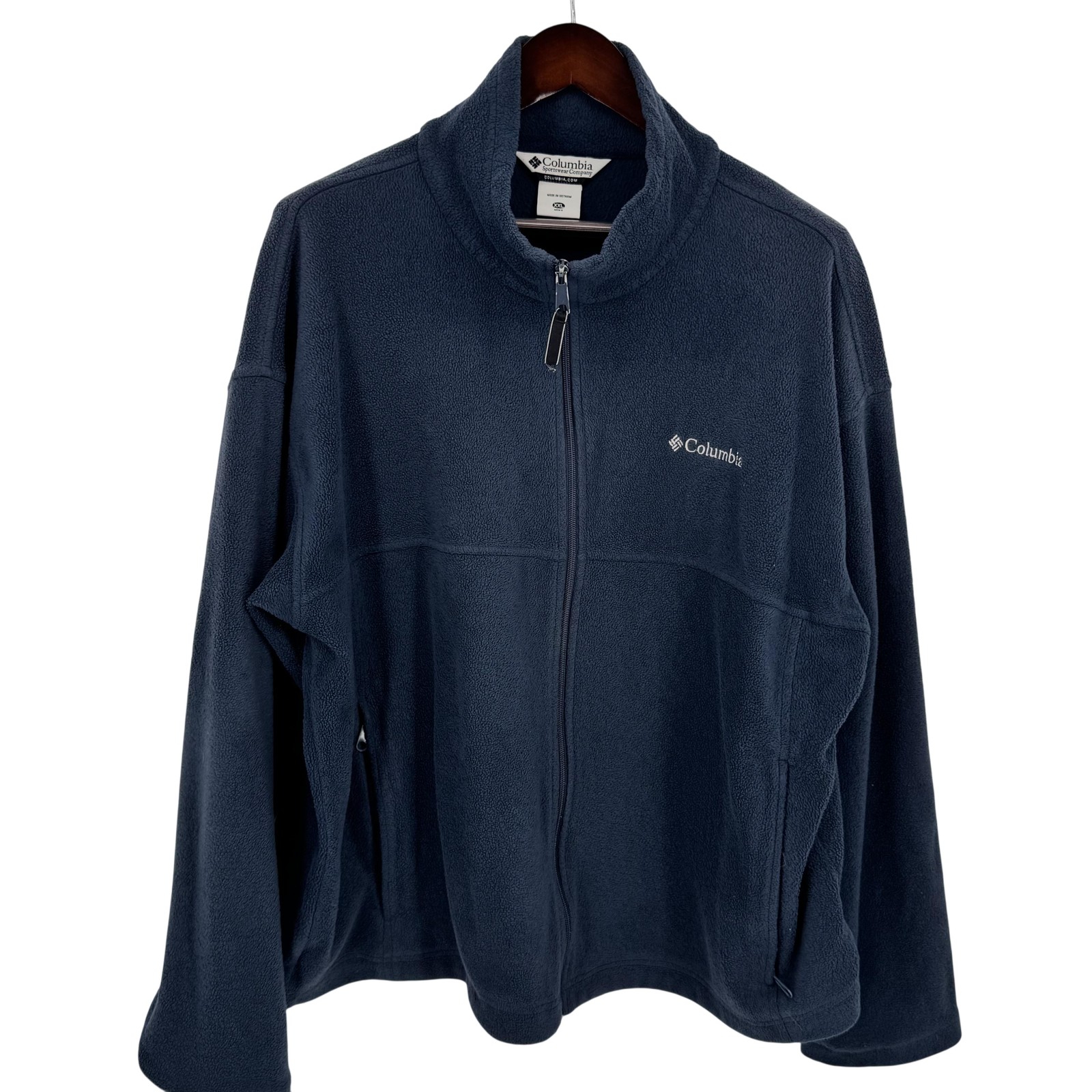 Columbia Fleece Jacket Mens 2XL Blue Full Zip Mock Neck Outdoor Warm Casual