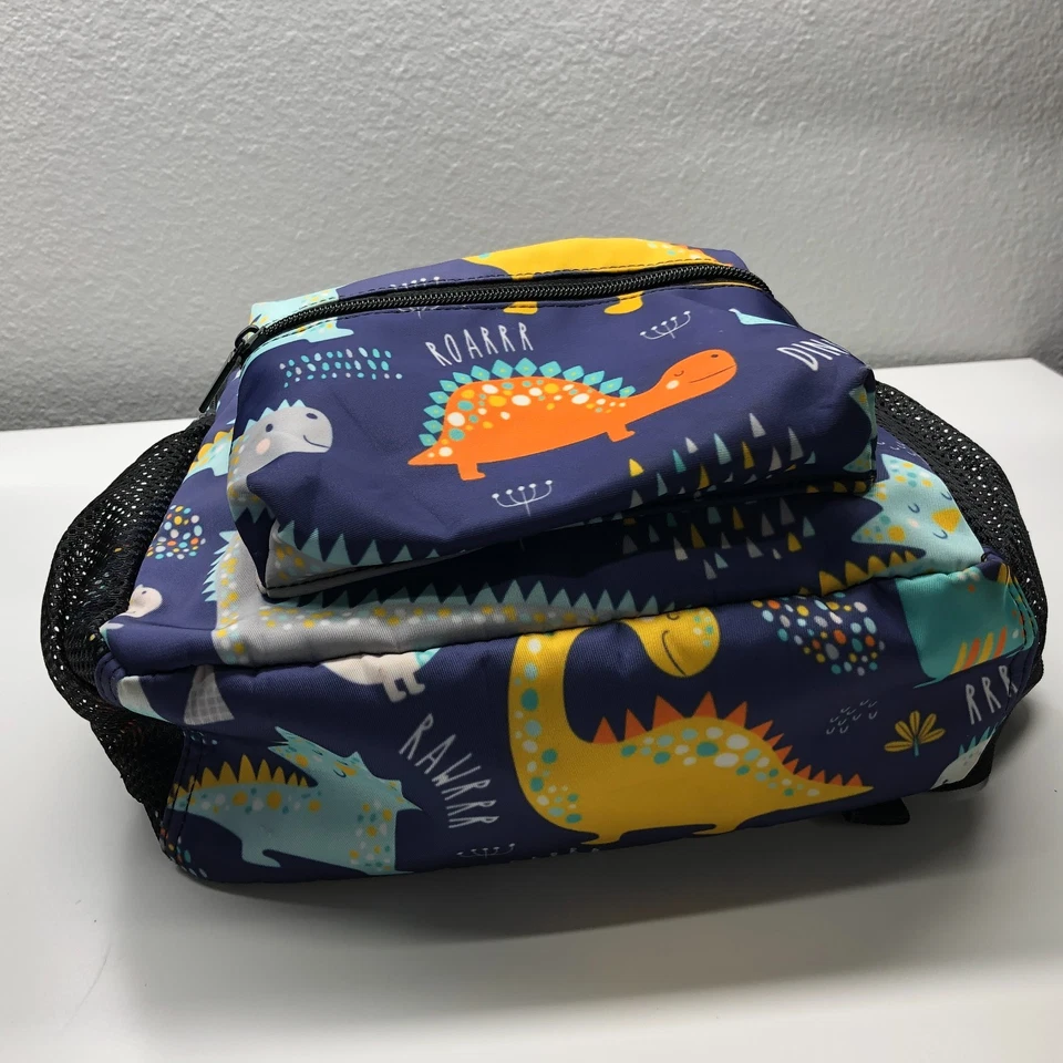 Mini mochila dinosaurio sin marca multicolor niños pequeños cremallera correas ajustables Foto 3 de 4