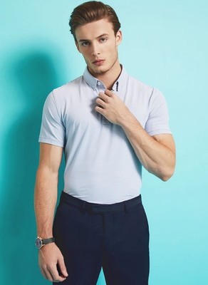G/FORE MENS FEEDER STRIPE TECH POLO, BLUE/WHITE STRIPE, NWT $120, MEDIUM