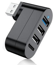 USB 3.0 Hub 90 /180 Degree Rotatable , 4-Port USB Splitter Extender with 3 ...