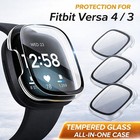 For Fitbit Versa 4 3 Sense Tempered Glass Full Cover Case Screen Protector Cover