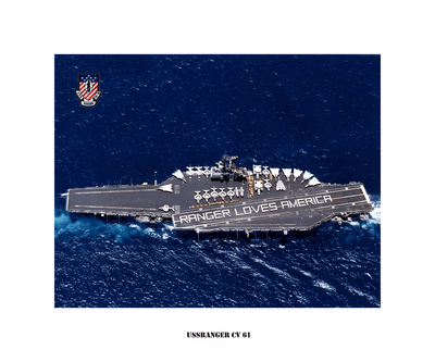 USS RANGER CV 61 ca.1983 Naval Ship Photo Print USN Navy