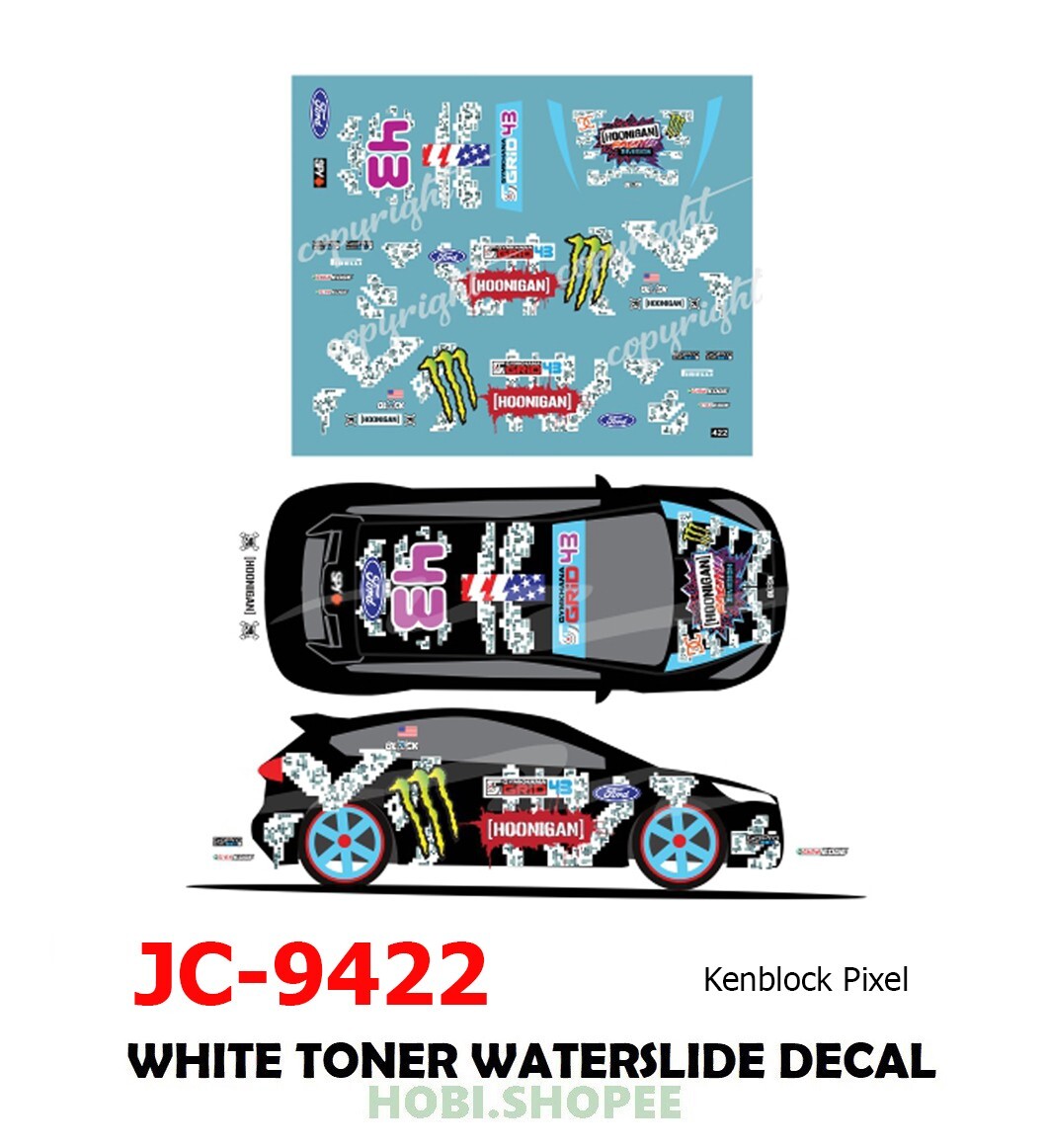 JC-9422 White Toner Waterslide Decals # Ken Block Pixel - 1:64 Hot