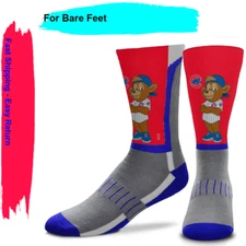 Youth Chicago Cubs For Bare Feet Mascot Snoop V-Curve Crew Socks, Multi, LG