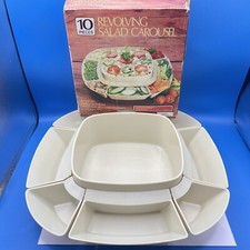 Revolving Salad Appetizer Carousel Lazy Susan 10 Piece Boxed Vintage